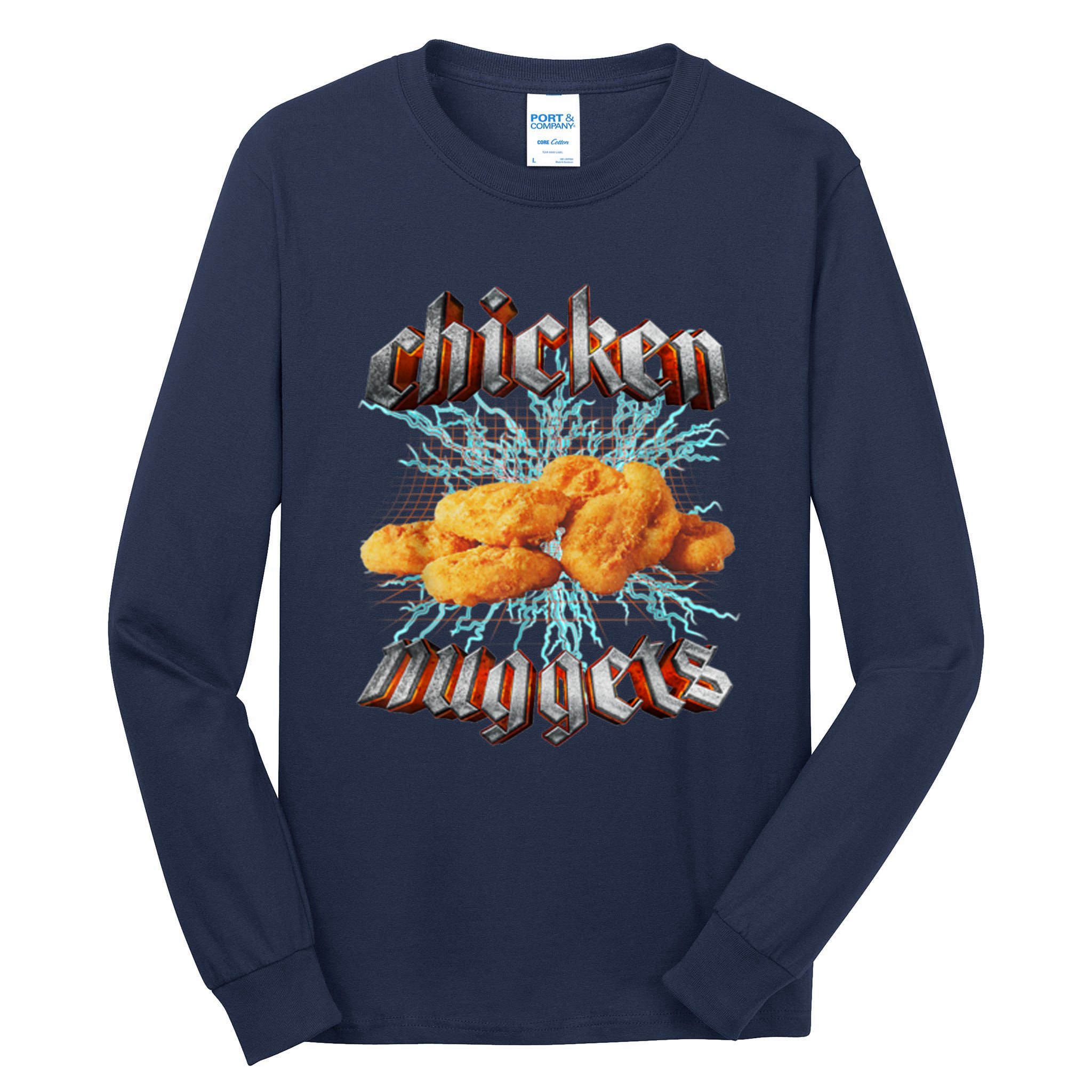 Chicken Nuggets Heavy Metal Funny Tall Long Sleeve T-Shirt