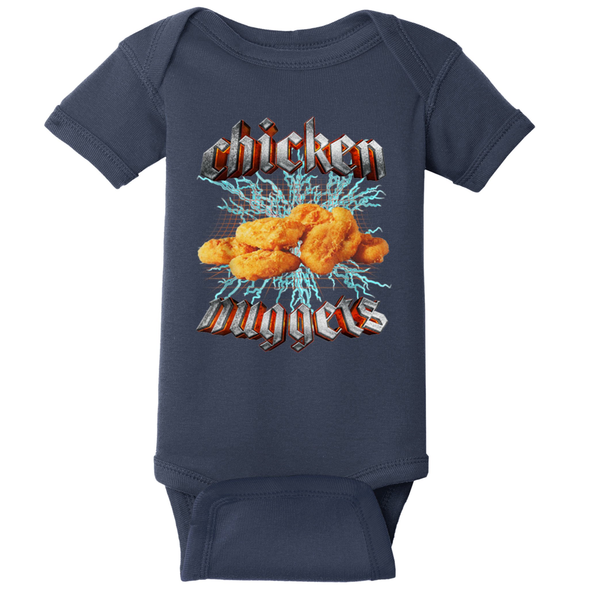 Chicken Nuggets Heavy Metal Funny Baby Bodysuit