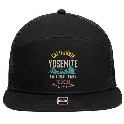 California Nature Hiking Outdoors Yosemite National Park 7 Panel Mesh Trucker Snapback Hat