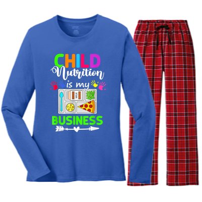 Child Nutrition Is My Business Cafeteria Worker Lunch Lady Women's Long Sleeve Flannel Pajama Set 