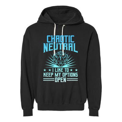 Chaotic Neutral I Like To Keep My Options Open D20 Tabletop Garment-Dyed Fleece Hoodie