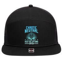 Chaotic Neutral I Like To Keep My Options Open D20 Tabletop 7 Panel Mesh Trucker Snapback Hat