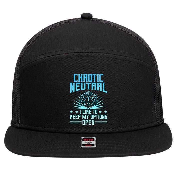 Chaotic Neutral I Like To Keep My Options Open D20 Tabletop 7 Panel Mesh Trucker Snapback Hat