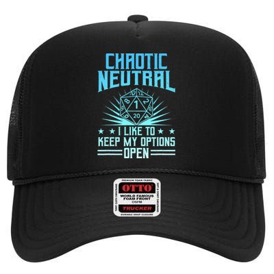 Chaotic Neutral I Like To Keep My Options Open D20 Tabletop High Crown Mesh Back Trucker Hat