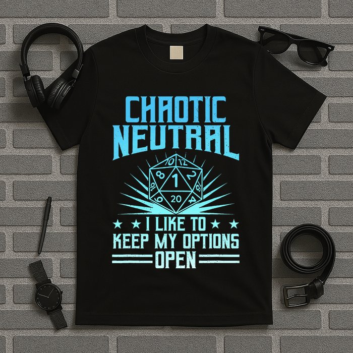 Chaotic Neutral I Like To Keep My Options Open D20 Tabletop T-Shirt