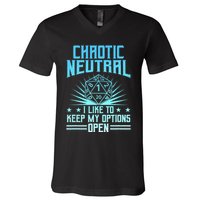 Chaotic Neutral I Like To Keep My Options Open D20 Tabletop V-Neck T-Shirt