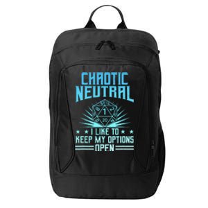 Chaotic Neutral I Like To Keep My Options Open D20 Tabletop City Backpack