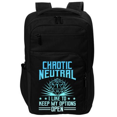 Chaotic Neutral I Like To Keep My Options Open D20 Tabletop Impact Tech Backpack