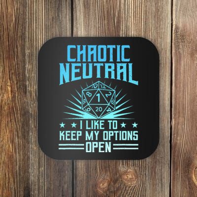 Chaotic Neutral I Like To Keep My Options Open D20 Tabletop Coaster