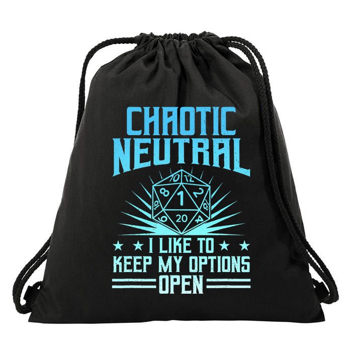 Chaotic Neutral I Like To Keep My Options Open D20 Tabletop Drawstring Bag