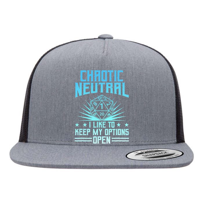 Chaotic Neutral I Like To Keep My Options Open D20 Tabletop Flat Bill Trucker Hat