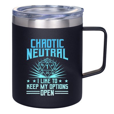 Chaotic Neutral I Like To Keep My Options Open D20 Tabletop 12oz Stainless Steel Coffee Mug