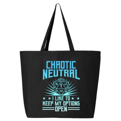 Chaotic Neutral I Like To Keep My Options Open D20 Tabletop 25L Jumbo Tote
