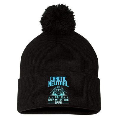 Chaotic Neutral I Like To Keep My Options Open D20 Tabletop Pom Pom 12in Knit Beanie