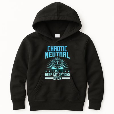 Chaotic Neutral I Like To Keep My Options Open D20 Tabletop Kids Hoodie