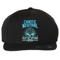 Chaotic Neutral I Like To Keep My Options Open D20 Tabletop Wool Snapback Cap