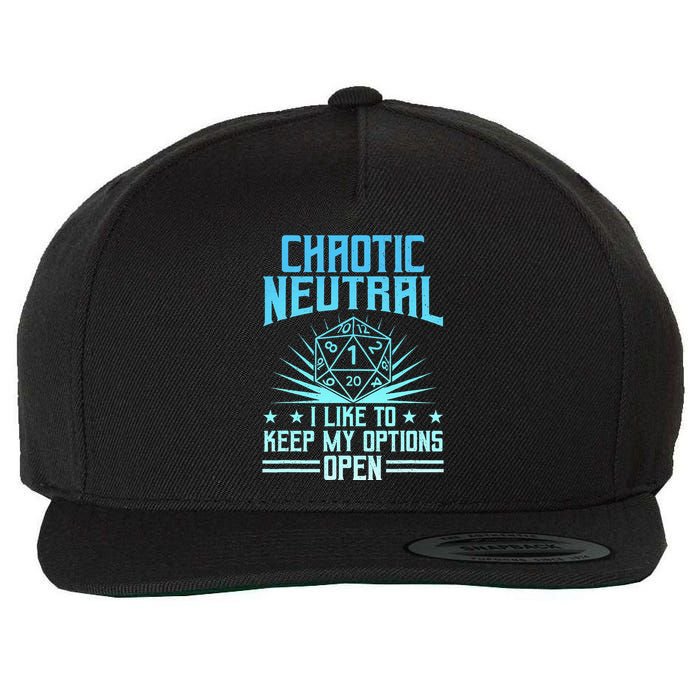 Chaotic Neutral I Like To Keep My Options Open D20 Tabletop Wool Snapback Cap