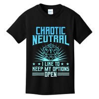 Chaotic Neutral I Like To Keep My Options Open D20 Tabletop Kids T-Shirt