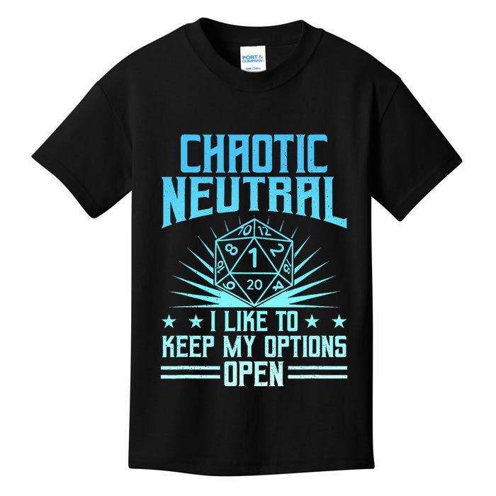Chaotic Neutral I Like To Keep My Options Open D20 Tabletop Kids T-Shirt