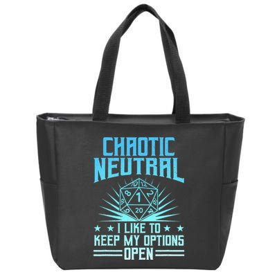 Chaotic Neutral I Like To Keep My Options Open D20 Tabletop Zip Tote Bag