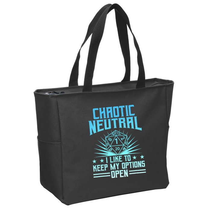 Chaotic Neutral I Like To Keep My Options Open D20 Tabletop Zip Tote Bag