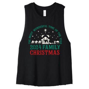 Christmas Nativity It’S The Most Wonderful Time 2024 Family Women's Racerback Cropped Tank