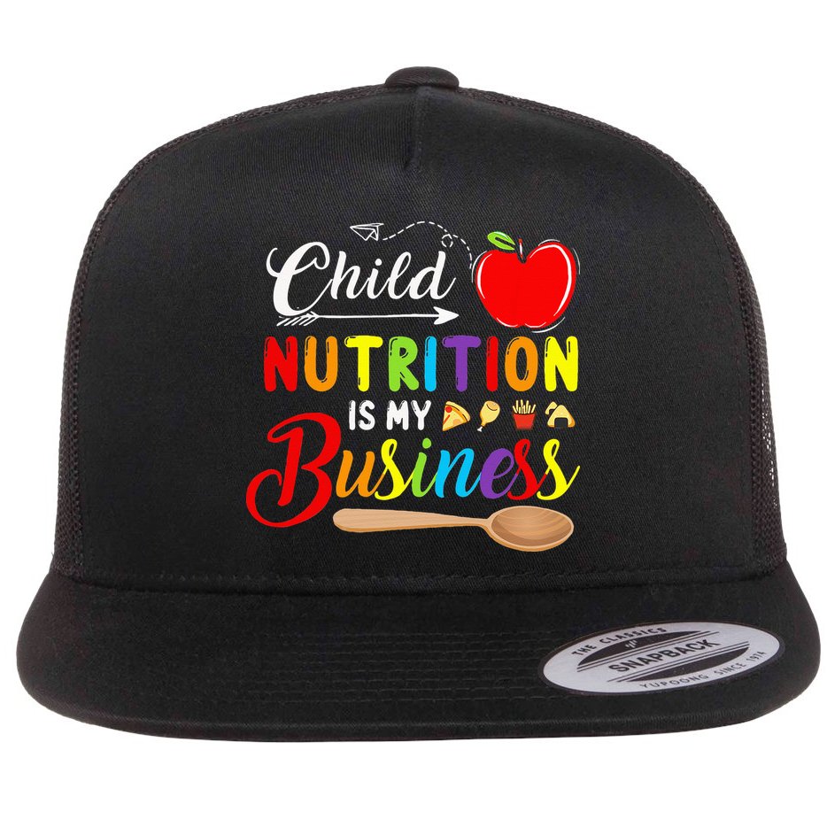 Child Nutrition Is My Business Cute Apple Flat Bill Trucker Hat