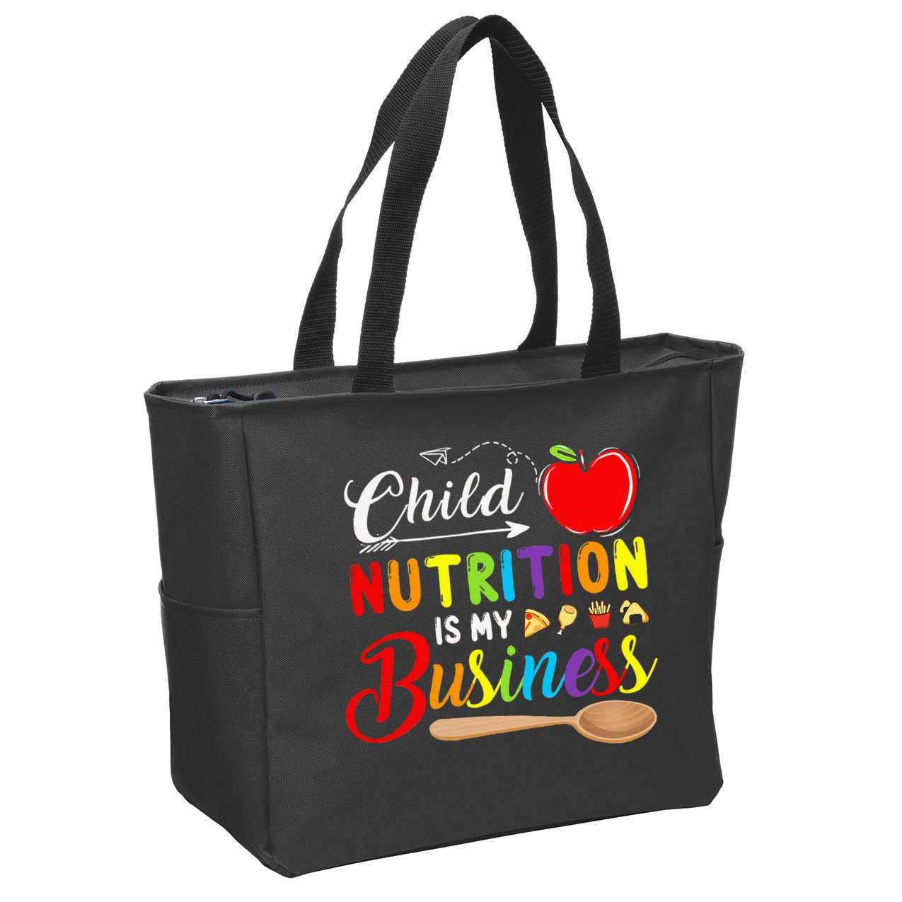 Child Nutrition Is My Business Cute Apple Zip Tote Bag