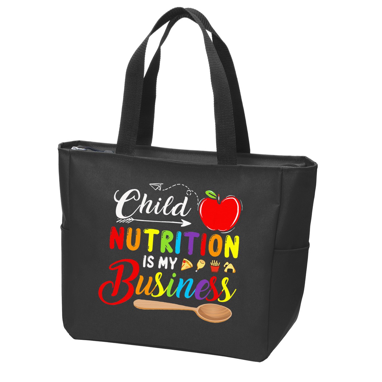 Child Nutrition Is My Business Cute Apple Zip Tote Bag