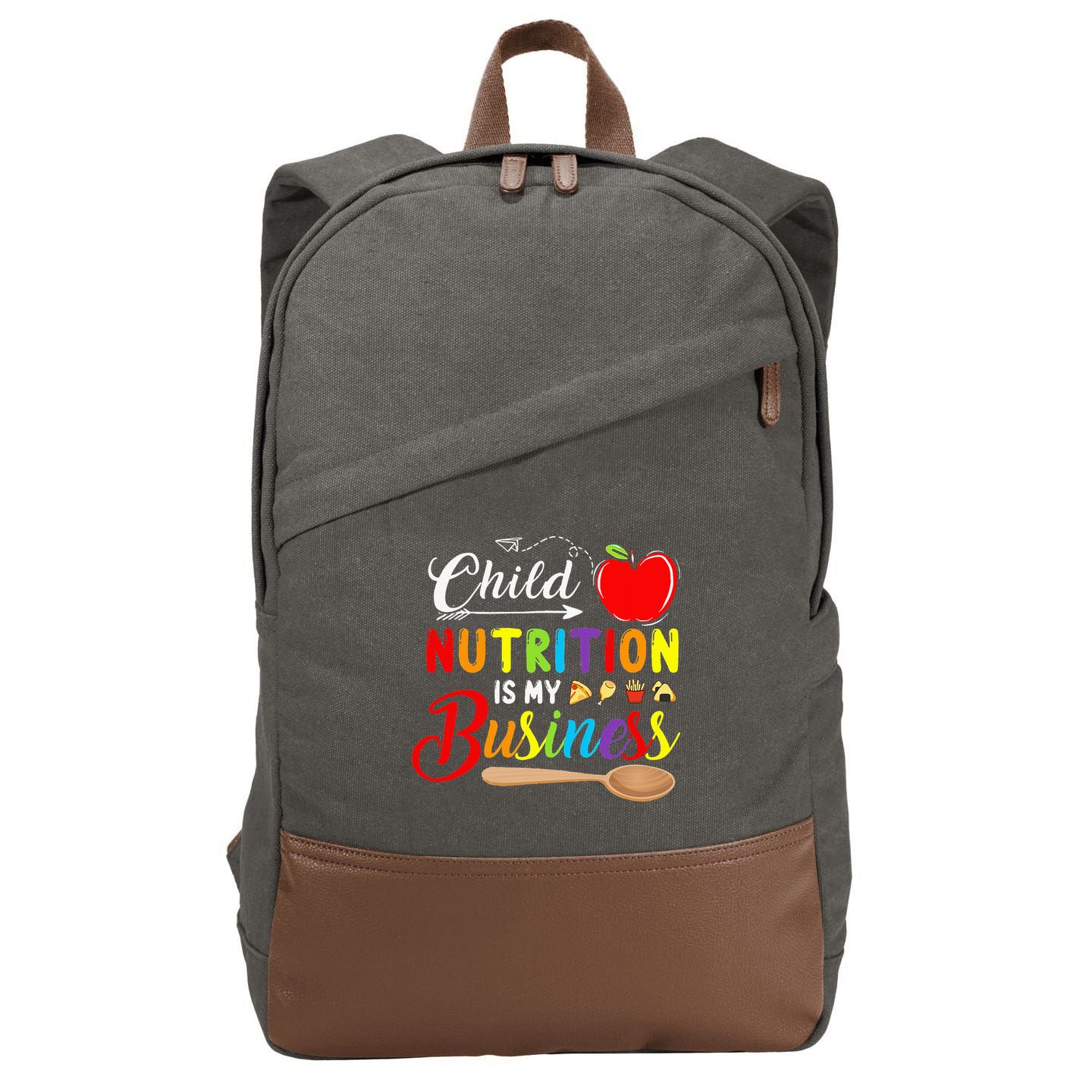Child Nutrition Is My Business Cute Apple Cotton Canvas Backpack