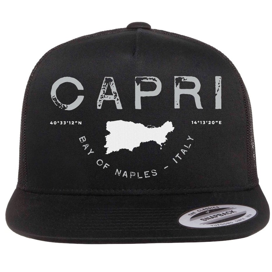 Capri Naples Italy Graphic Flat Bill Trucker Hat
