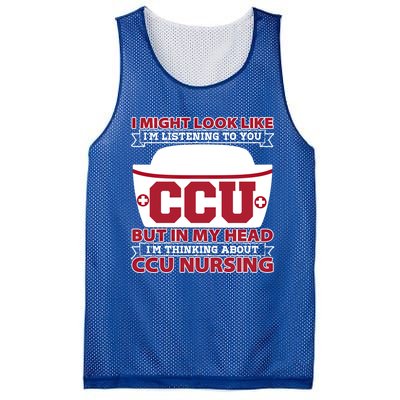 Ccu Nurse I Might Look Like Im Listening To You Icu Nursing Gift Mesh Reversible Basketball Jersey Tank