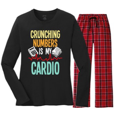 Crunching Numbers Is My Cardio Accountant Auditor Auditing Women's Long Sleeve Flannel Pajama Set 