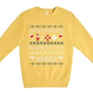 Christmas Nurse Ing Alcohol Wine Ugly Christmas Sweater Great Gift Premium Crewneck Sweatshirt