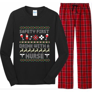 Christmas Nurse Ing Alcohol Wine Ugly Christmas Sweater Great Gift Long Sleeve Pajama Set