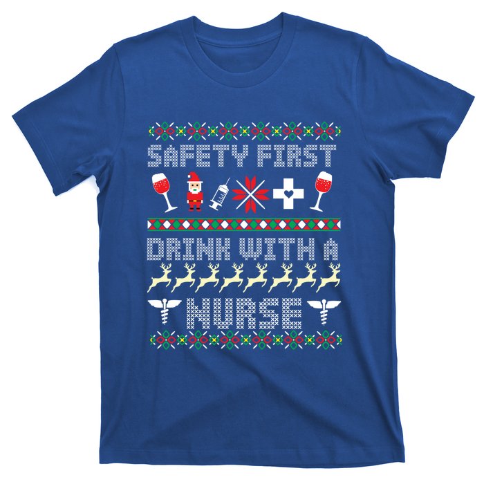 Christmas Nurse Ing Alcohol Wine Ugly Christmas Sweater Great Gift T-Shirt