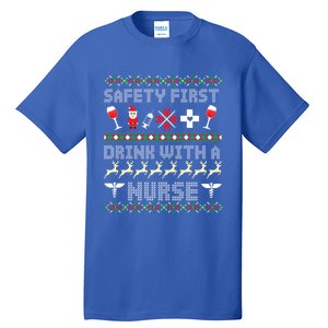 Christmas Nurse Ing Alcohol Wine Ugly Christmas Sweater Great Gift Tall T-Shirt