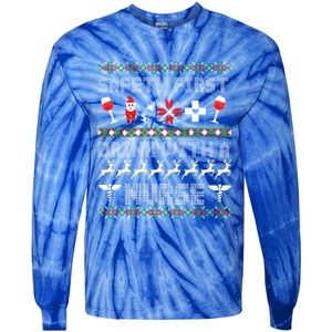 Christmas Nurse Ing Alcohol Wine Ugly Christmas Sweater Great Gift Tie-Dye Long Sleeve Shirt