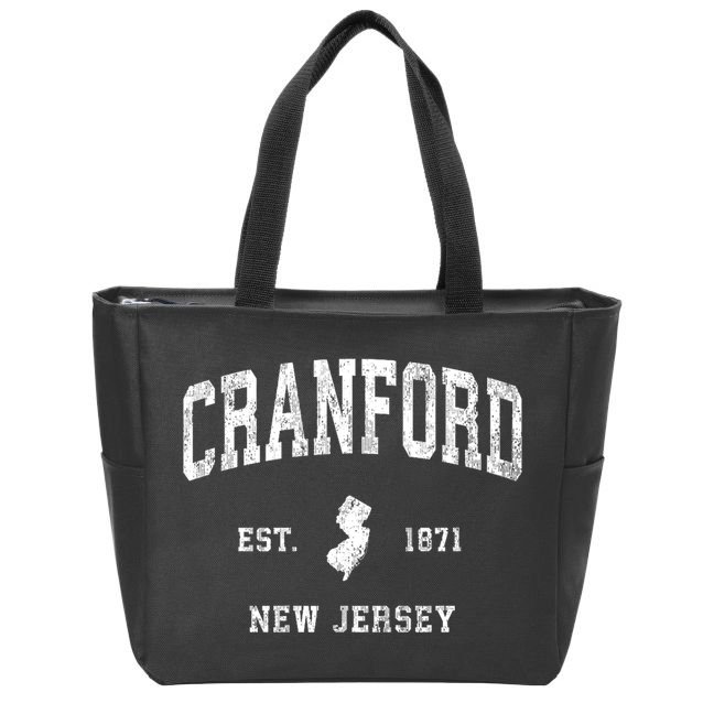 Cranford New Jersey Nj Vintage Established Athletic Sports Design Zip Tote Bag