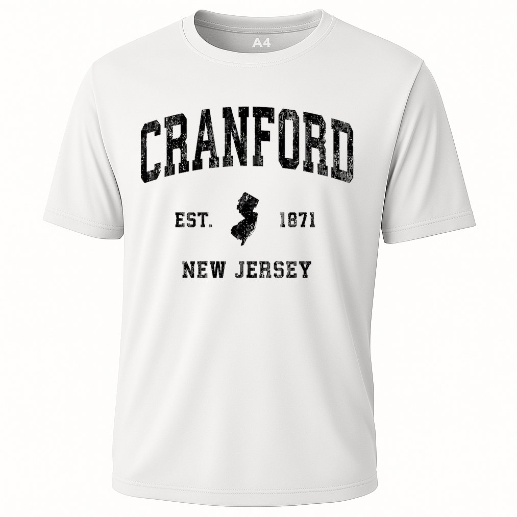 Cranford New Jersey Nj Vintage Established Athletic Sports Design Cooling Performance Crew T-Shirt