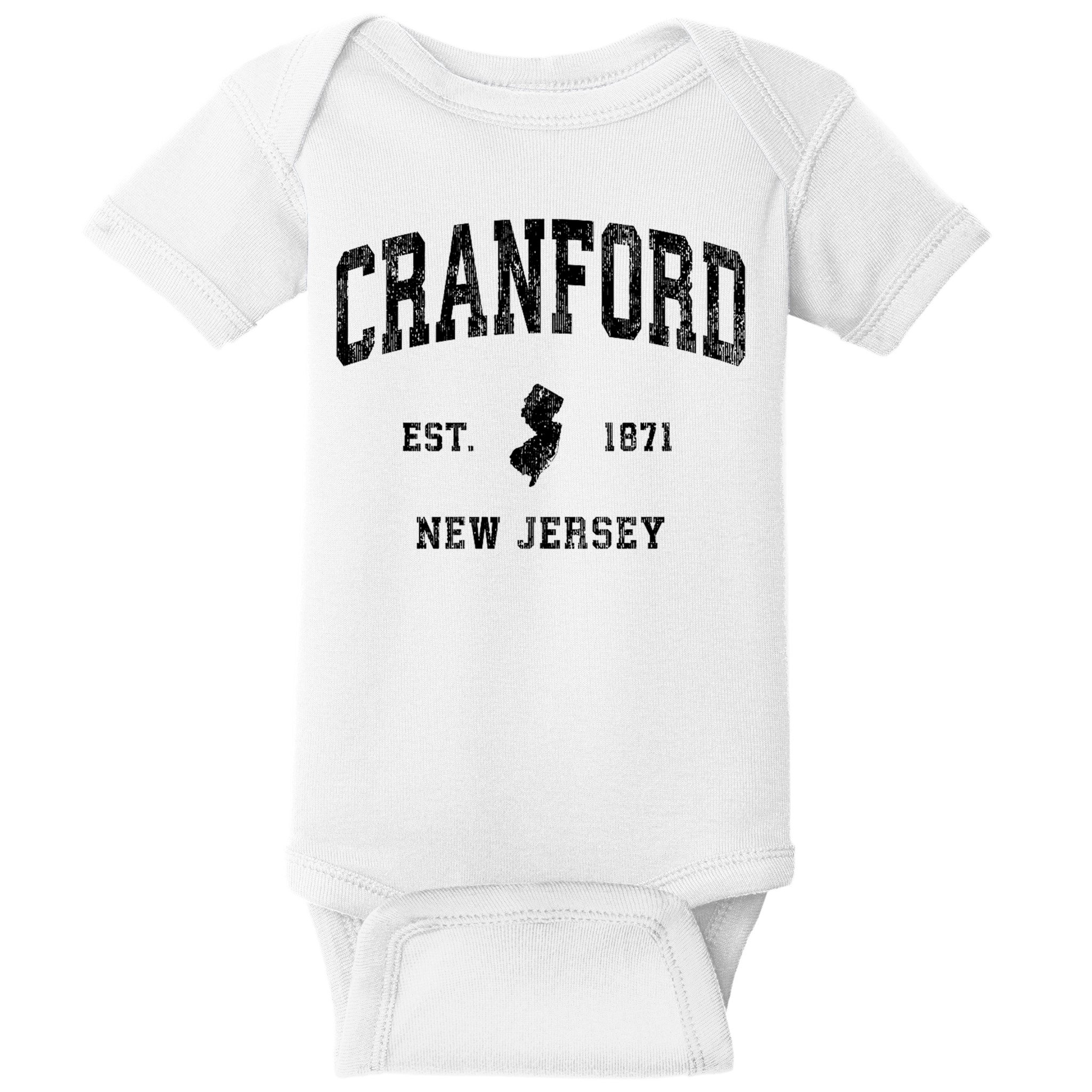 Cranford New Jersey Nj Vintage Established Athletic Sports Design Baby Bodysuit