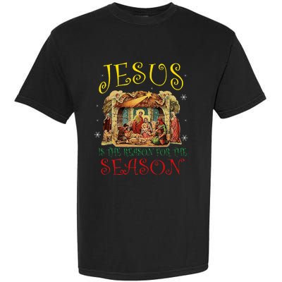 Christmas Nativity Jesus Is The Reason For The Season Manger Garment-Dyed Heavyweight T-Shirt