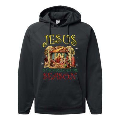 Christmas Nativity Jesus Is The Reason For The Season Manger Performance Fleece Hoodie