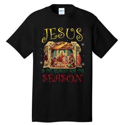 Christmas Nativity Jesus Is The Reason For The Season Manger Tall T-Shirt