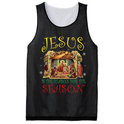 Christmas Nativity Jesus Is The Reason For The Season Manger Mesh Reversible Basketball Jersey Tank