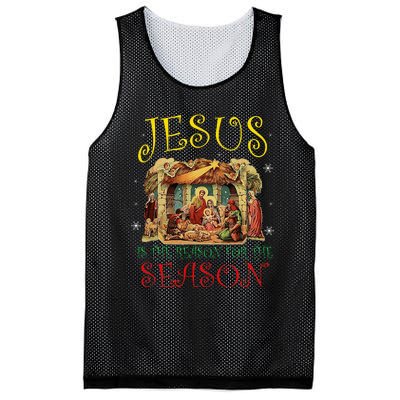 Christmas Nativity Jesus Is The Reason For The Season Manger Mesh Reversible Basketball Jersey Tank