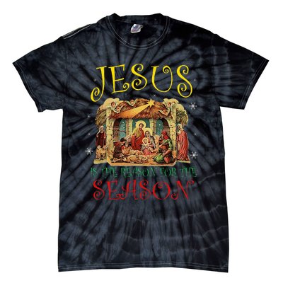 Christmas Nativity Jesus Is The Reason For The Season Manger Tie-Dye T-Shirt