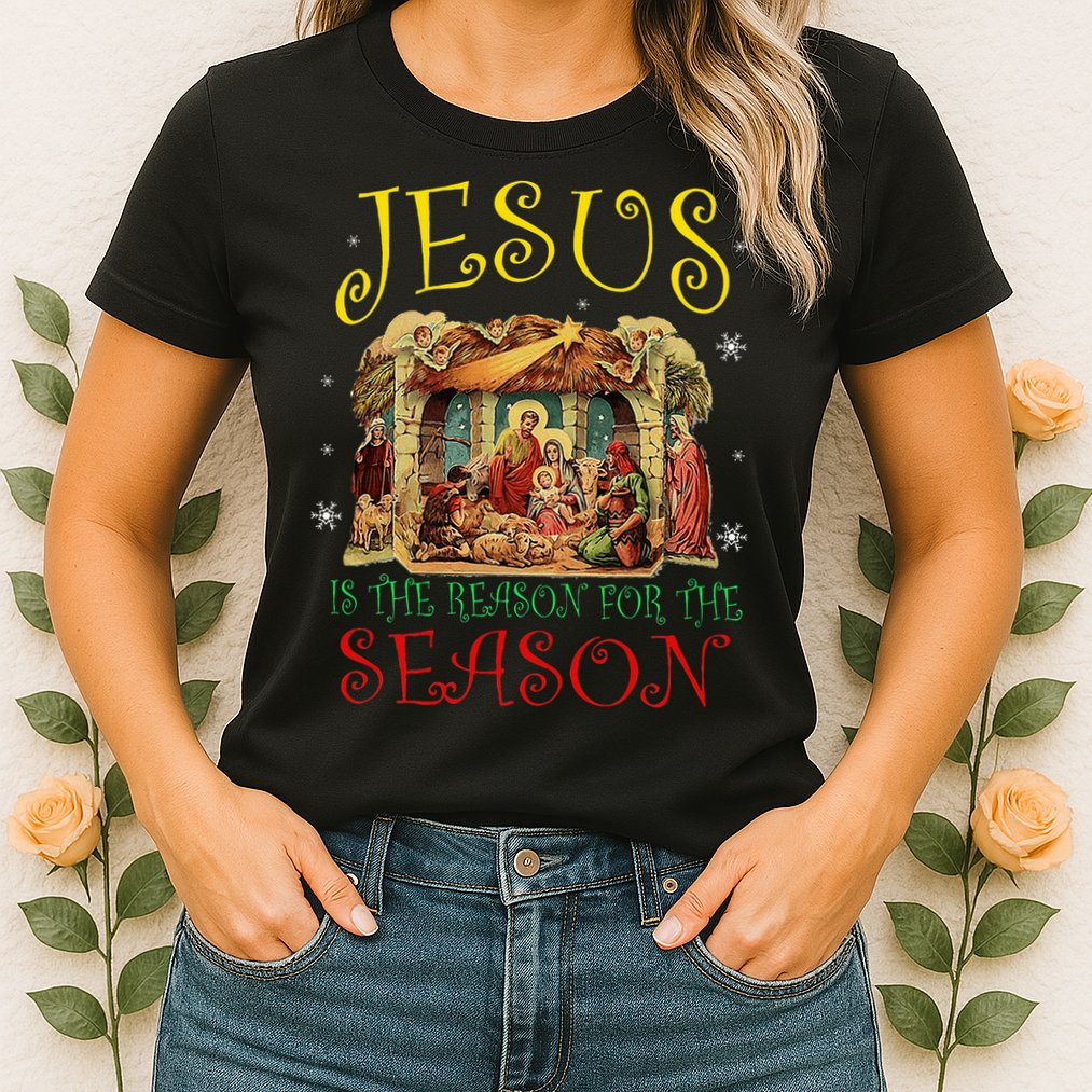 Christmas Nativity Jesus Is The Reason For The Season Manger Womens T-Shirt
