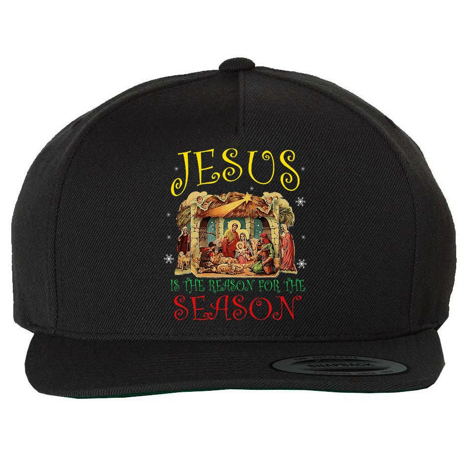 Christmas Nativity Jesus Is The Reason For The Season Manger Wool Snapback Cap