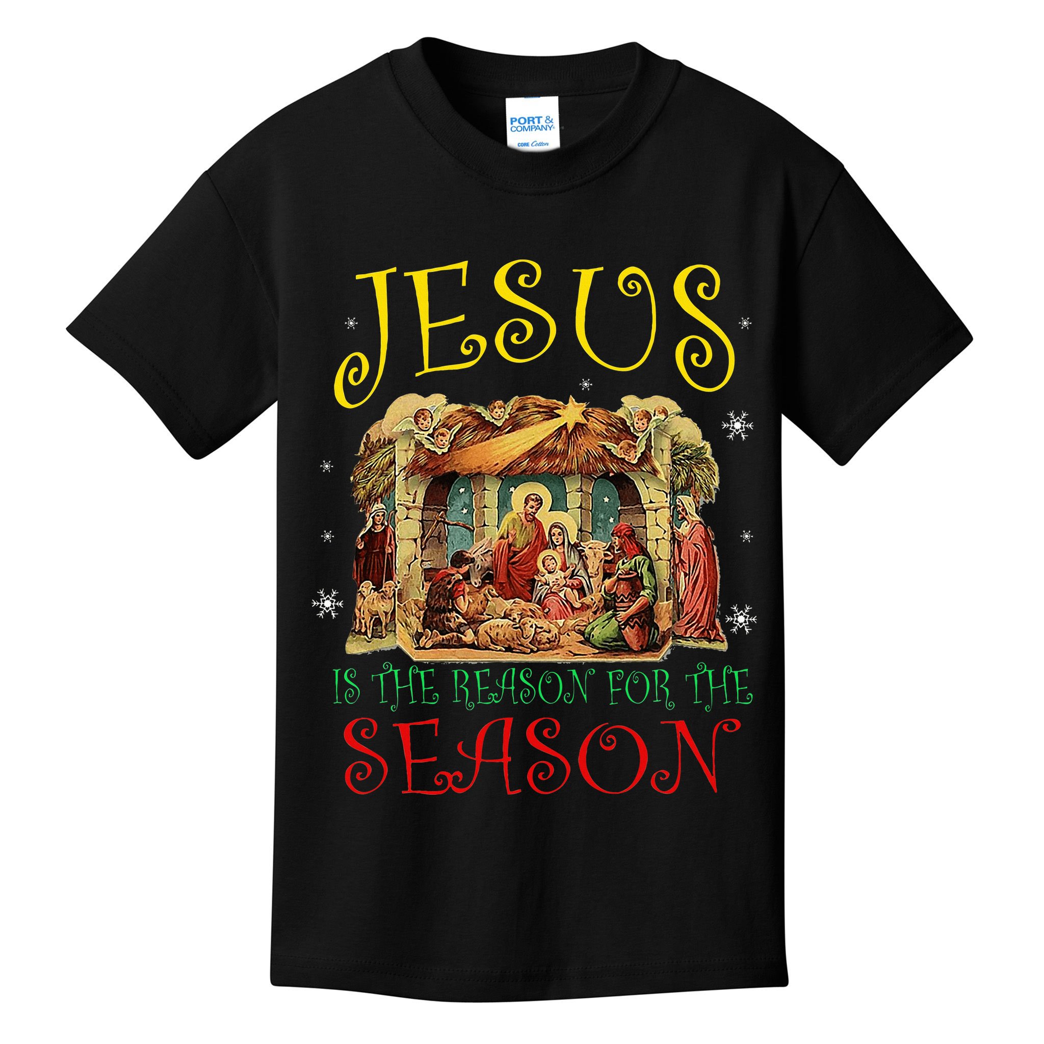Christmas Nativity Jesus Is The Reason For The Season Manger Kids T-Shirt